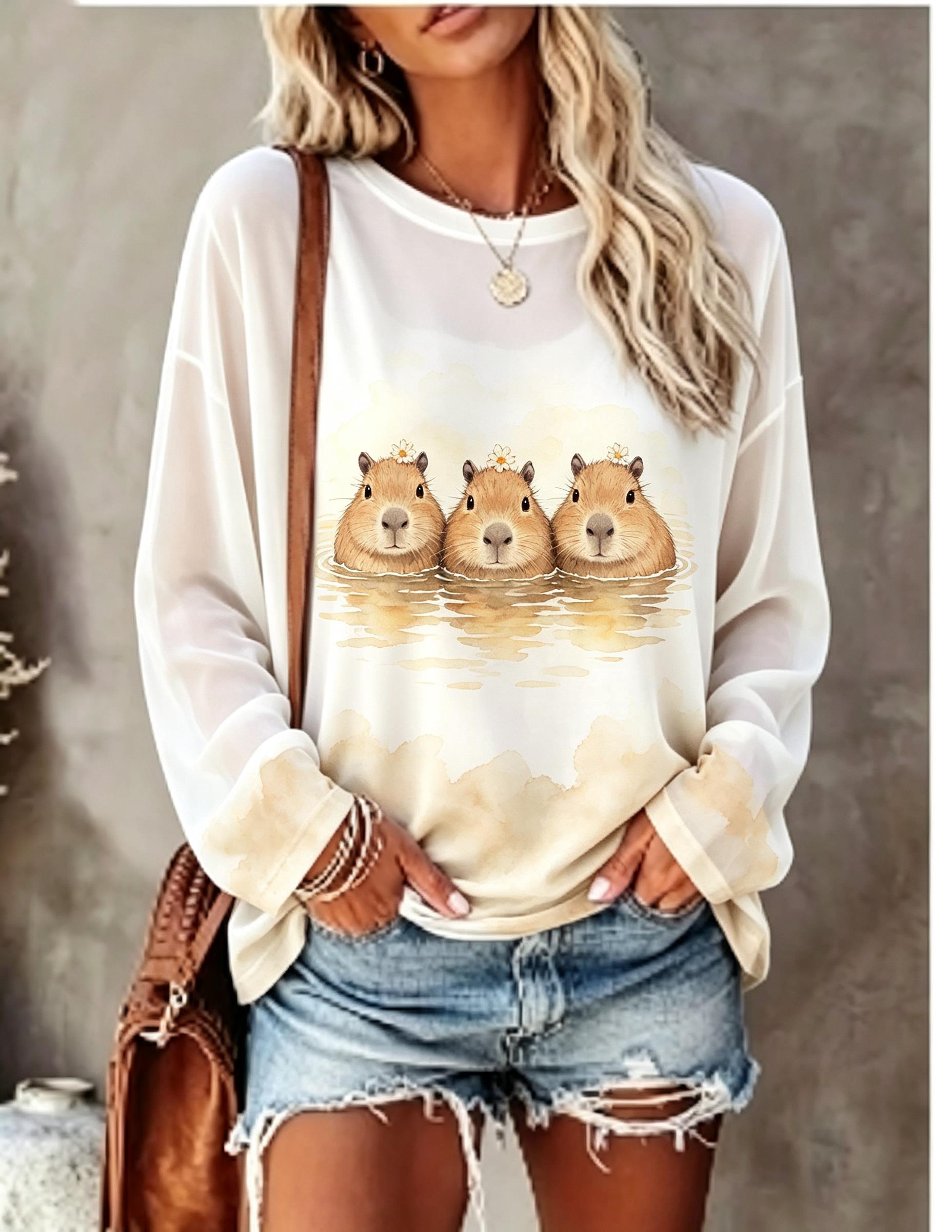 T-Shirts - Camiseta de manga larga para mujer,