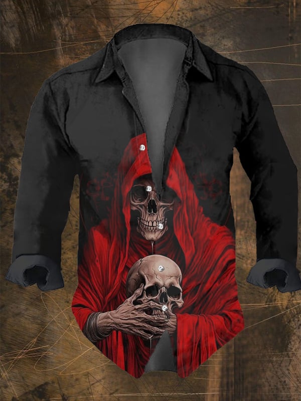 Halloween Men's Dark Skull Pri - Vintage Hawaiian Floral Shirt reseña y precio